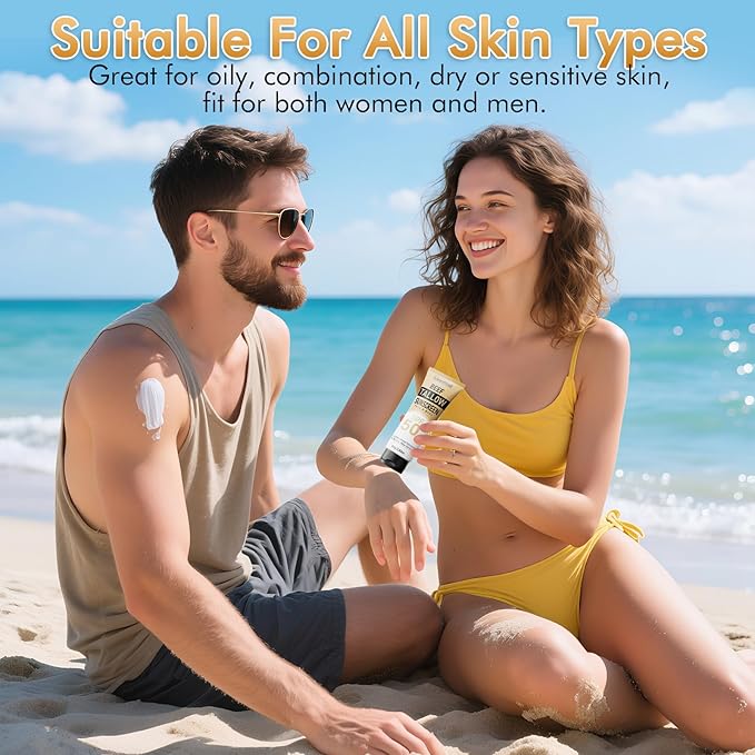 Mineral Sunscreen with Non-Toxic Zinc Oxide SPF 50, Organic Natural Beef Tallow Sunblock with Honey Beeswax, Non Greasy Formula for Face, Body and Skin - Women and Men, 2.82 oz (80g)