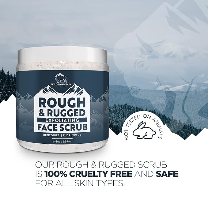 Wild Mountain Rough & Rugged Face Scrub - Micodermabrasion Mens Facial Exfoliator, Face Wash