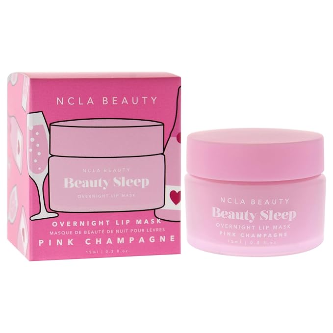 NCLA Beauty Sleep Overnight Lip Mask - Lip Mask for Women - Nourishes and Hydrates with Castor Seed Oil and Shea Butter - Pink Champagne - 0.5 oz