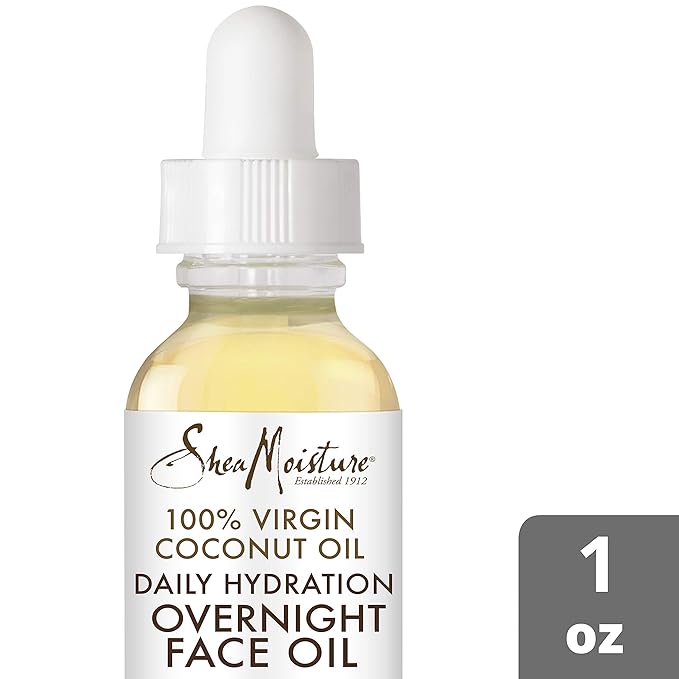 SheaMoisture Overnight Face Oil for All Skin Types 100% Virgin Coconut Oil for Daily Hydration 1 oz,(Pack of 2)