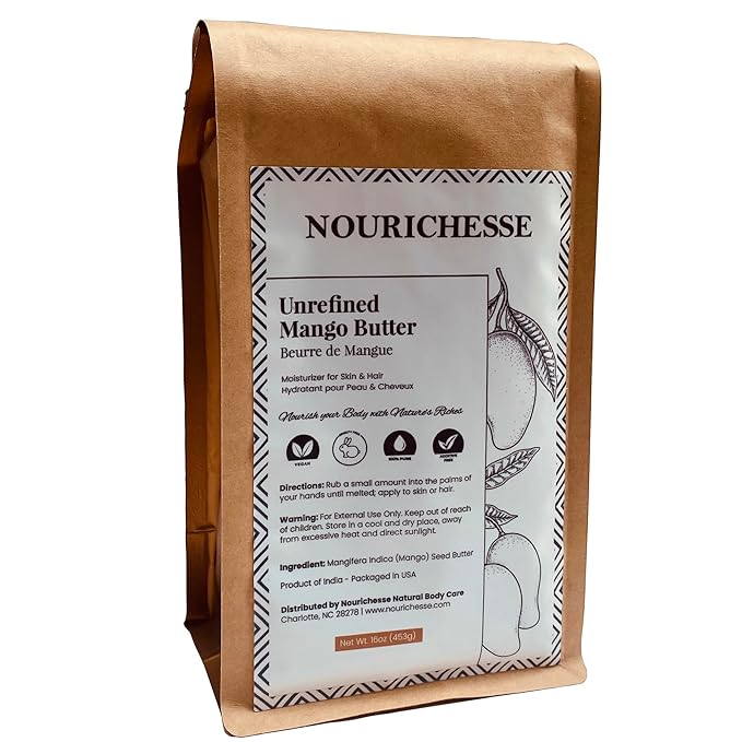 Unrefined Mango Butter - 1LB (16oz) Block, 100% Pure Raw Mango Butter