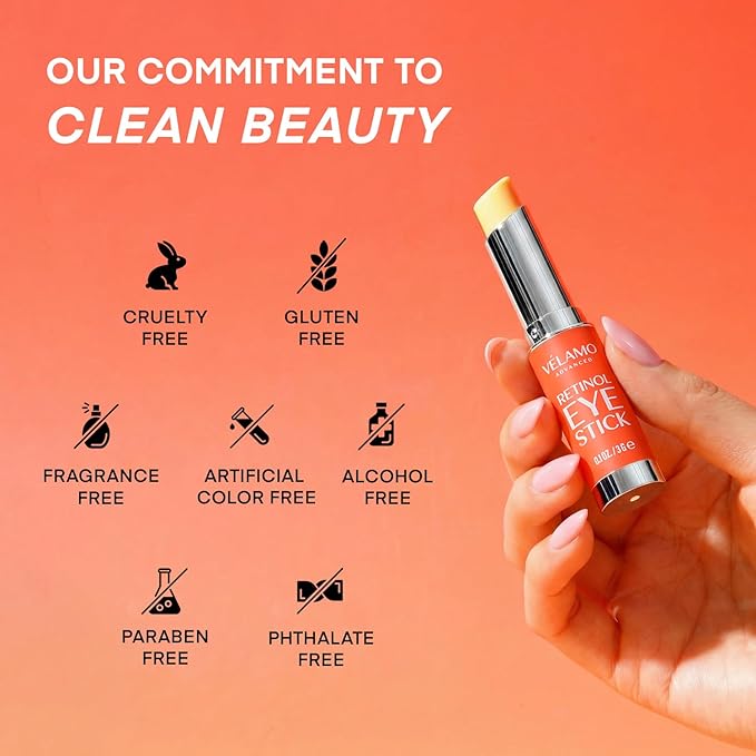 VELAMO ADVANCED Retinol Eye Stick: Renewing & Firming Under Eye Balm for Dark Circles, Puffiness, Fine Lines & Wrinkles - Travel Essentials, Portable & Perfect for On-the-go Use, 0.1 OZ/3g