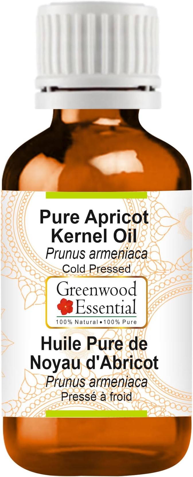 Greenwood Essential Pure Apricot Kernel Oil (Prunus armeniaca) 100% Natural Therapeutic Grade Cold Pressed for Personal Care 15ml (0.50 oz)