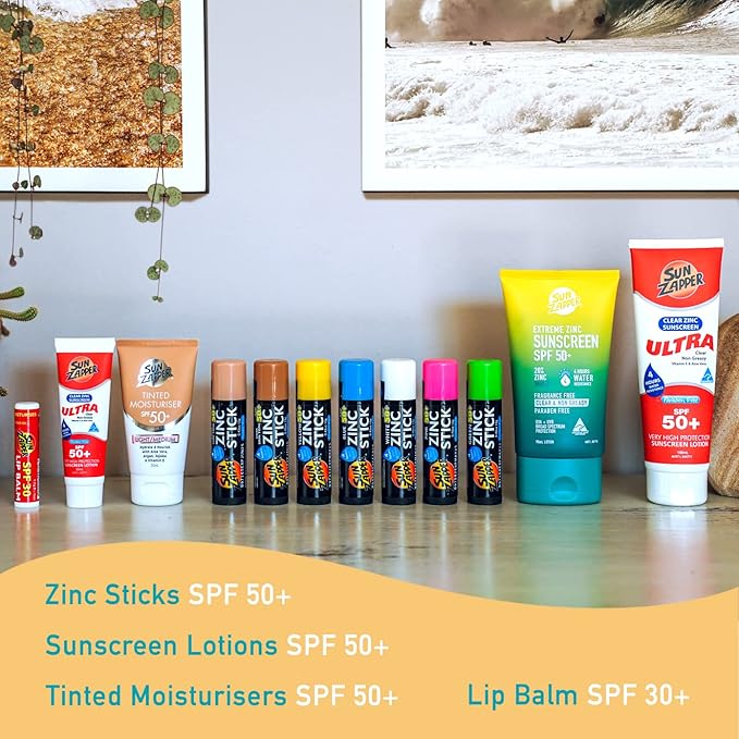 Sun Zapper Zinc Oxide Sunscreen Stick SPF 50+ Blue – Colored Mineral Sunscreen Stick for Face, Water Resistant Sunblock for Kids and Adults, Broad Spectrum, Travel Size 12g (0.42 oz), Australian Made