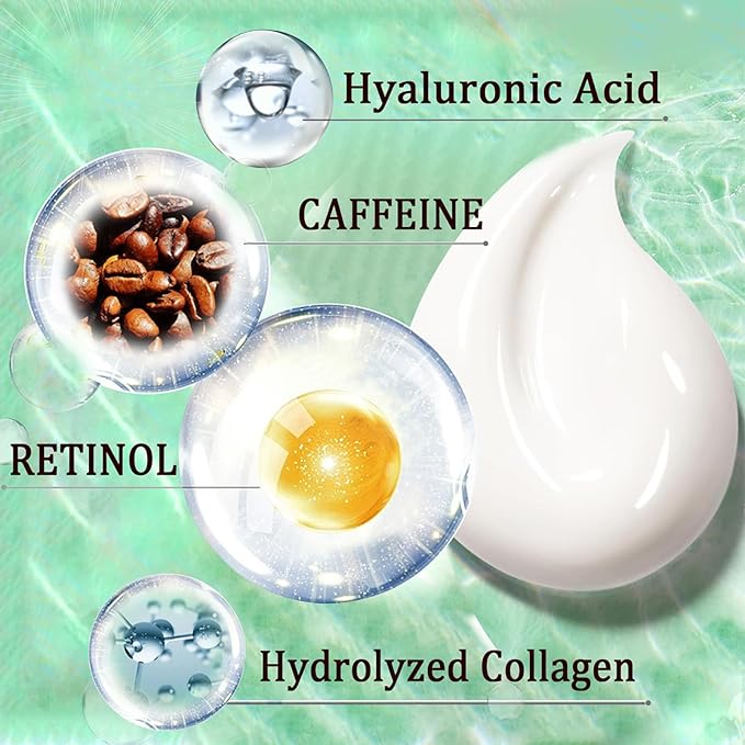 Retinol & Caffeine Eye Cream for Dark Circles, Puffiness & Wrinkles – Dermatologist-Tested Anti-Aging Formula, Lightweight Hydration for All Skin Types – 0.5 Fl Oz