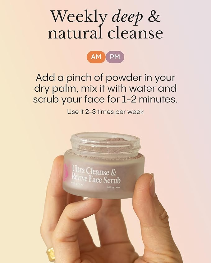 Frøya Organics Ultra Cleanse & Revive Face Scrub | Gentle Exfoliating Scrub with Arctic Rose Petals & Rice Powder | Natural Botanical Formula for Smooth Radiant Skin | 30ml