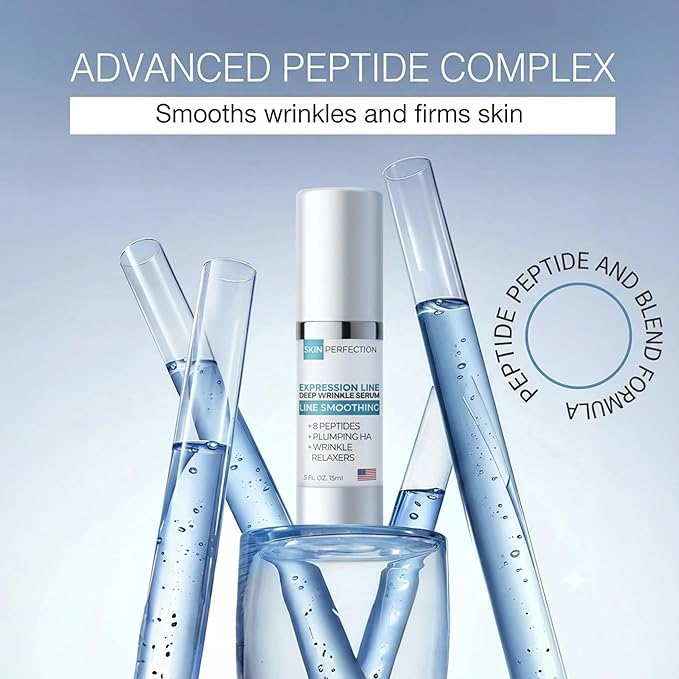 Skin Perfection Multi-Peptide Serum for Face with 8 Clinical-Strength Actives - Reduces Appearance of Expression Lines - Anti-Aging Formula with Matrixyl 3000, Argireline, Snap-8 1 oz