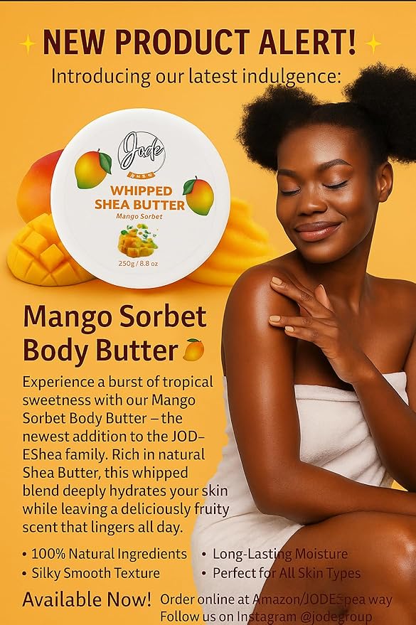Whipped Mango Sorbet Body Butter, Natural Shea Butter, Long-Lasting Moisture, Fruity Fragrance, 250g/8.8 oz