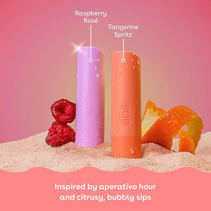 eos Limited Edition Lip Balm, Raspberry Rosé, Tangerine Spritz - Moisturizing, Hydrating Lip Balm, For Dry Lips, Shea Butter, Gift Set, Cruelty-Free, 0.14 oz, 2-Pack