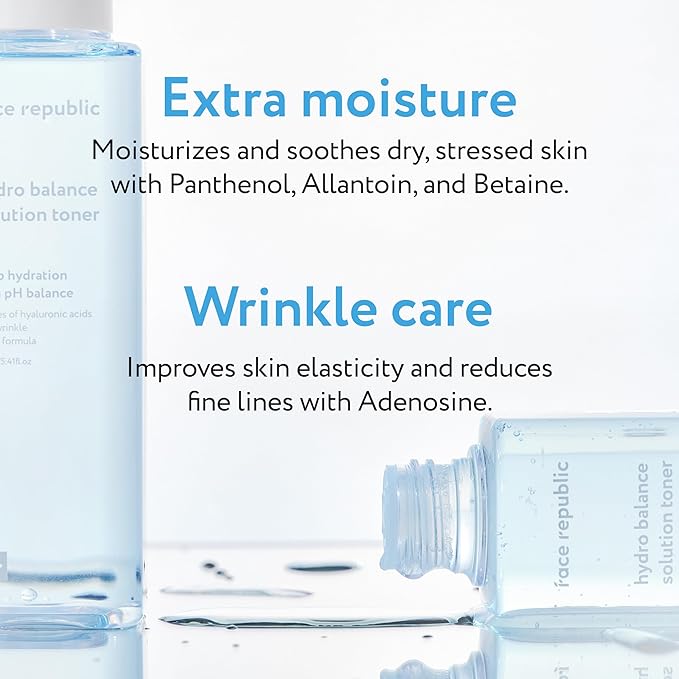 Face Republic Hydro Balance Solution Toner 160ml 5.41 fl oz | Hydrating & Balancing | Hyaluronic Acids, Panthenol, Adenosine | Soft, Plump Skin | Vegan Korean Skin Care