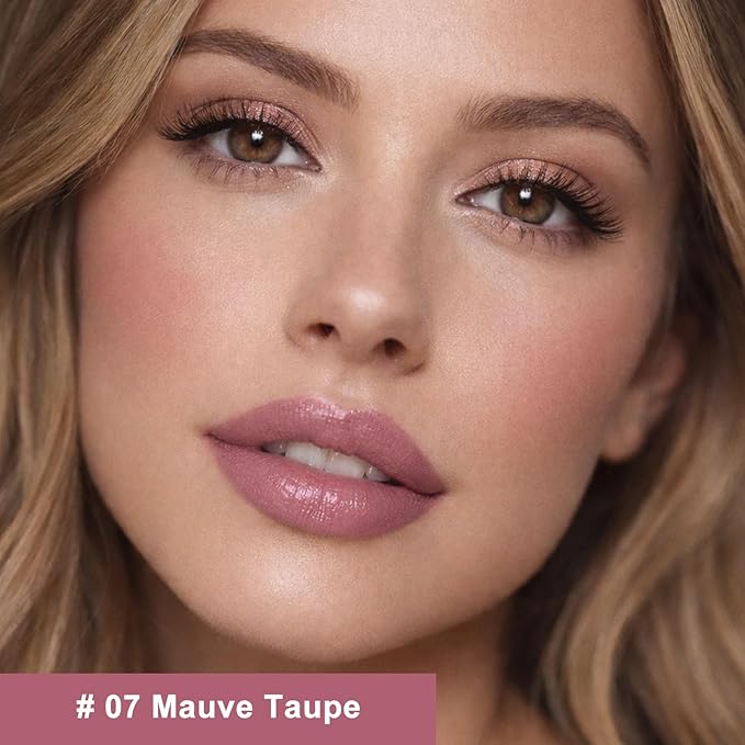 Mauve Taupe Cream Lipstick Lip Crayon, Hydrating Lipstick for Women, Smooth Natural Color Tinted Lip Balm & Lip Crayon Liner in One, Buildable Color with Soft Finish, 07
