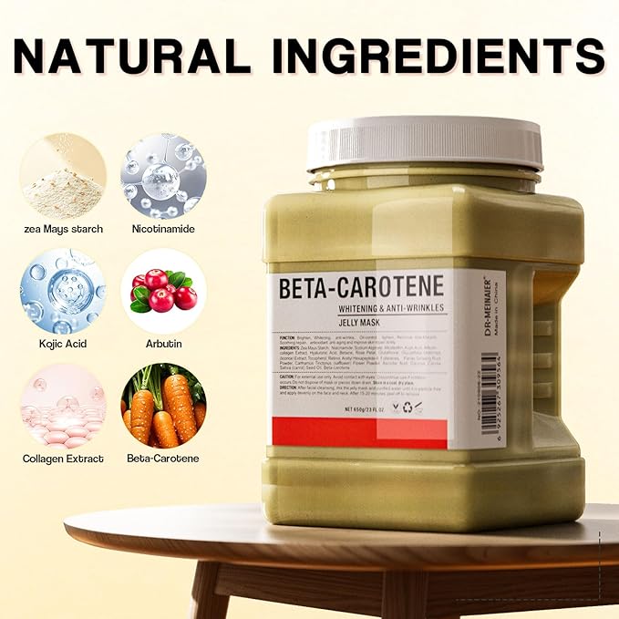 Vajacial Hydro Jelly Mask Powder for Face, Jelly Mask for Facials Professional, Jelly Facial Mask for Teens and Women. Jelly face mask. (Beta Carotene)