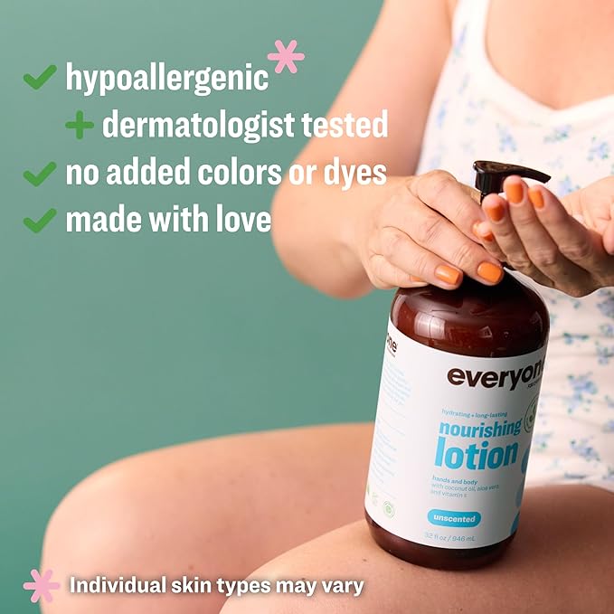 Everyone 2-in-1 Lotion for Hands/Body, 32 ounce (Pack of 1) Unscented made for Men and Women