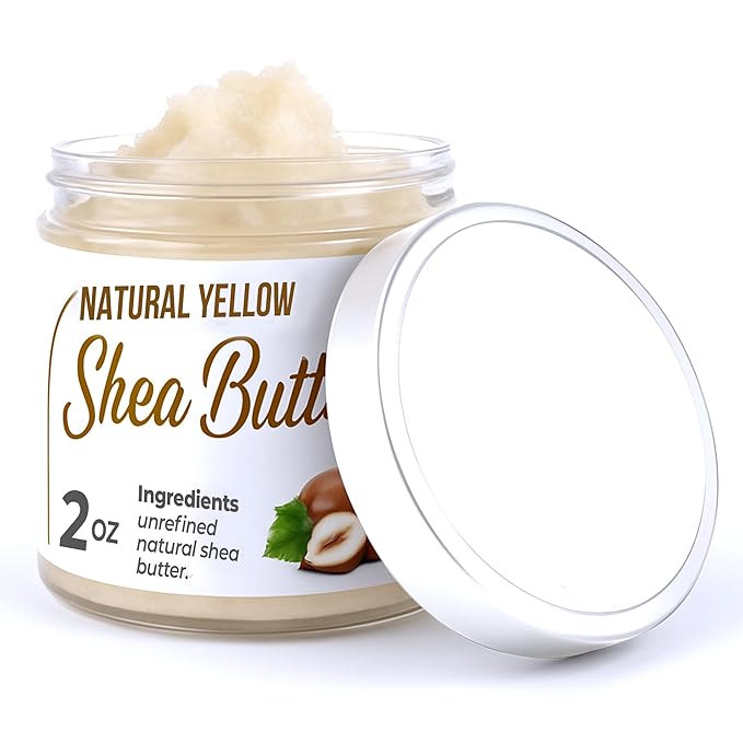 Raw African Shea Butter Travel Size – 2 oz Pure Unrefined Shea Butter for Skin, Hair & Face – Traditional – Plant-Based Body Cream for Dry, Rough Areas - Yellow