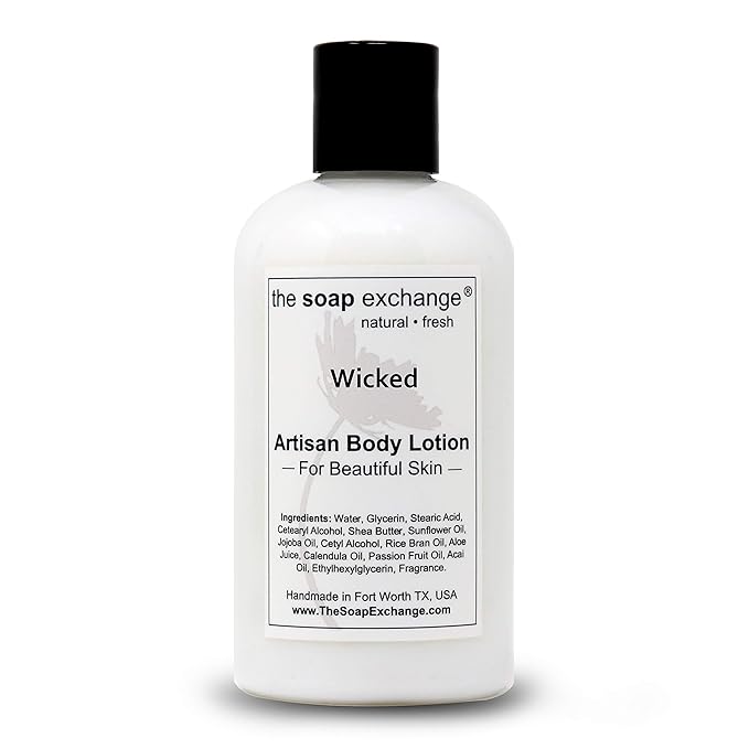 The Soap Exchange Body Lotion - Wicked Scent - Hand Crafted 8 fl oz / 240 ml Natural Artisan Skin Care for Hand, Face, & Body, Moisturize, Hydrate, & Protect. Made in the USA.