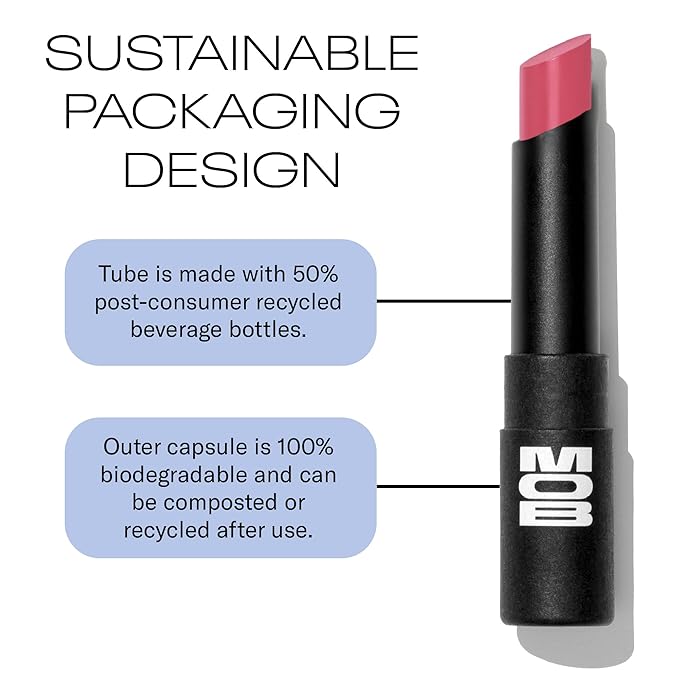 MOB Beauty Hydrating Shine Lip Balm, Soft Rose Tinted Lip Balm Stick with Jojoba and Sunflower Oils, Moisturizing Glossy Finish, Vegan, Cruelty Free