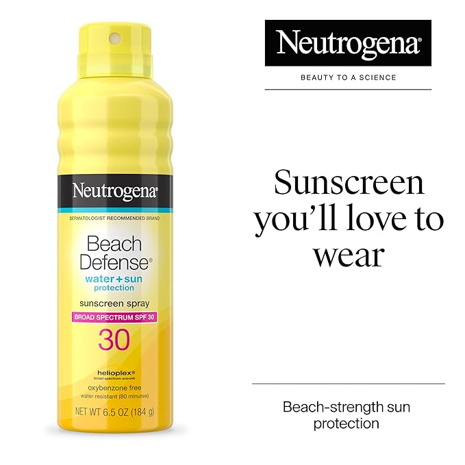 Neutrogena Beach Defense SPF 30 Sunscreen Spray, Broad Spectrum, Lightweight & Fast Absorbing, Oxybenzone & Octinoxate Free, Hawaii Act 104 Compliant Face & Body Sunscreen, 6.5 oz