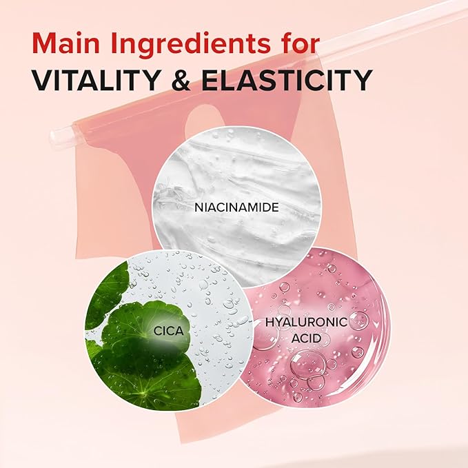Mary&May Vegan Collagen Red Ginseng Mask - Face Sheet Hydrogel Mask - Low Molecular Collagen, Niacinamide, Centella - Revitalizing, Firming, Hydrating Korean Skincare for Dull & Tired Skin, 4 Sheets