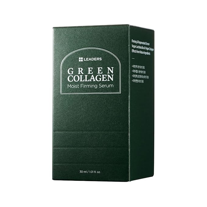 Leaders Green Collagen Moist Firming Serum – Vegan Plant-Powered Anti-Aging, Skin Firming, Hydration, Improves Elasticity, Repairs Skin Barrier, Phyto-Lacto Collagen, Suitable for Sensitive Skin 30ml