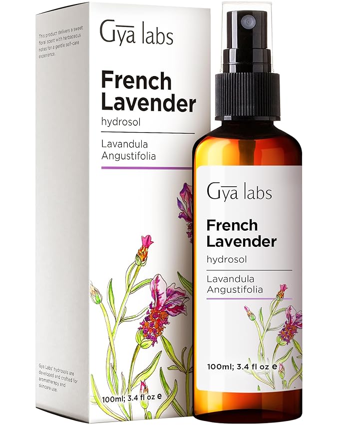 Gya Labs French Lavender Hydrosol - 3.4 Fl Oz - Hydrating Face & Body Mist for Skin Toner & Hair Refresher - As Pillow, Room & Linen Spray for Fresh Scent