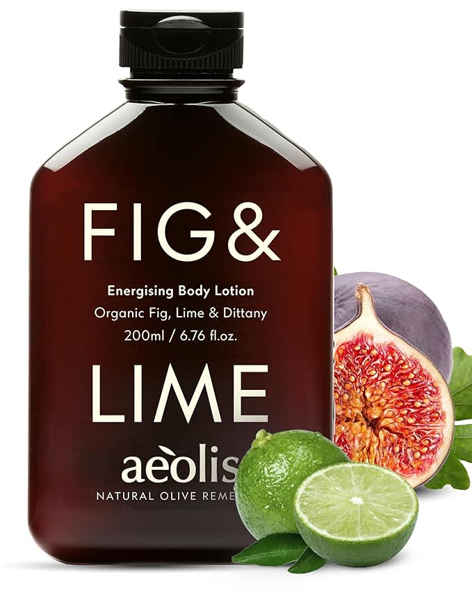 AEOLIS Energising Body Lotion with Fig, Lime & Dittany of Crete – Hydrating Moisturizer with Aloe Vera, Shea Butter & Vitamins – Vegan Skincare for All Skin Types – 6.76 fl oz