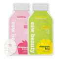ESW Beauty Revitalizing & Soothing Face Masks - 2-Pack Raw Juice Sheet Mask Set - Radiance & Calming Skincare Set - Includes Pineapple Bliss & Strawberries & Cream