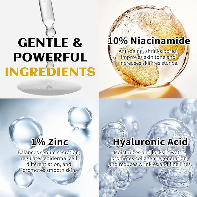 Niacinamide 10% + Zinc 1% Serum for Women - Niacinamide Serum for Face - Controls Oil, Shrinks Pores, Reduces Redness & Tones Skin - Deeply Hydrating, Gentle for All Skin Types