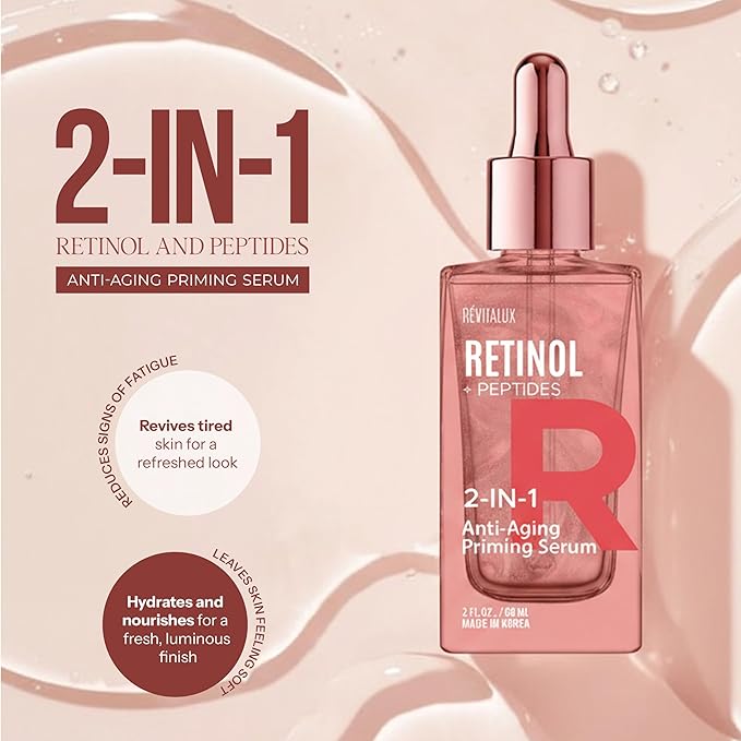 Retinol & Peptides 2-in-1 Serum - Anti-Aging, Smooths Fine Lines, Wrinkle Treatment, Hydrating, Dermatologist Tested, Cruelty-Free Korean Skin Care for All Skin Types - 2 Fl. Oz