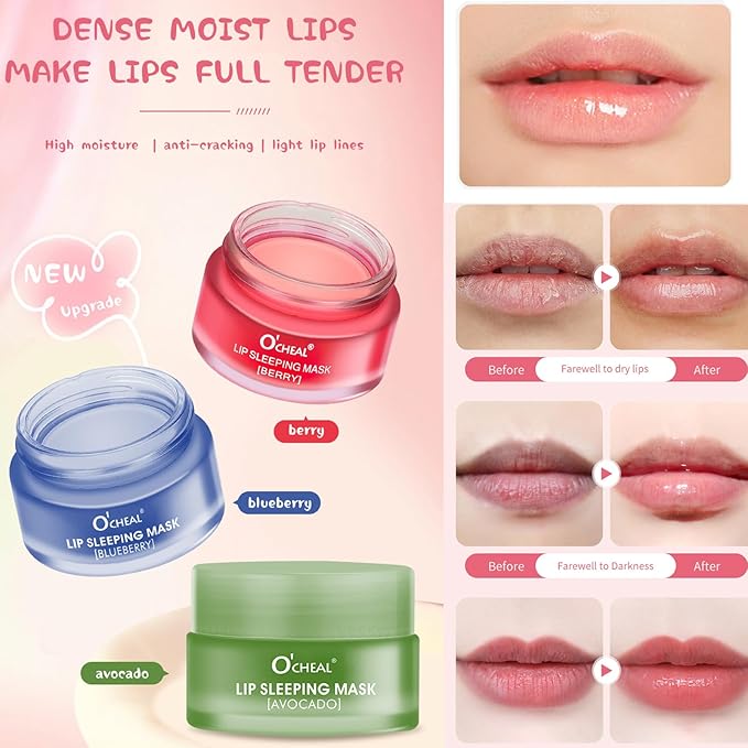 MEICOLY Nourish Hydrating Lip Sleeping Mask,Lip Mask Overnight,Intense Hydration Night Sleep Lip Mask,Lip Balm for Restore,Hydrate Dry Chapped Lips,Berry,0.7oz