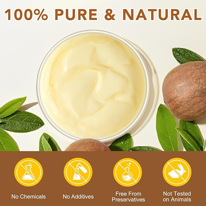 Shea Butter Raw, 2 Pack Shea Butter for Face & Body with Vitamin A,and F, Hand Cream, Long-Lasting Hydration & Deeply Moisturizing for Dry, Cracked Skin, SkinCare, Keeps Skin Healthy