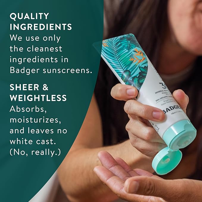 Badger Mineral Daily and Face Sunscreen Combo, SPF 30 Lightweight Organic Mineral Sunscreens with Zinc Oxide, Hydrating Everyday Sunscreen Lotions for Face & Body, Vegan & Unscented, 2-Pack