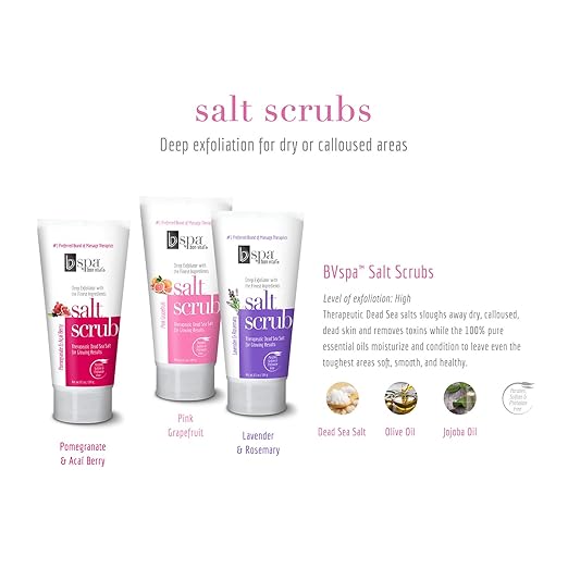 BV Spa by Bon Vital' Exfoliating Salt Scrub Glows, Lavender Rosemary Body Scrub to Repair Dry Skin, Exfoliant Made with Dead Sea Salt, Jojoba, Olive, & Safflower Oil, Anniversary Gift for Women