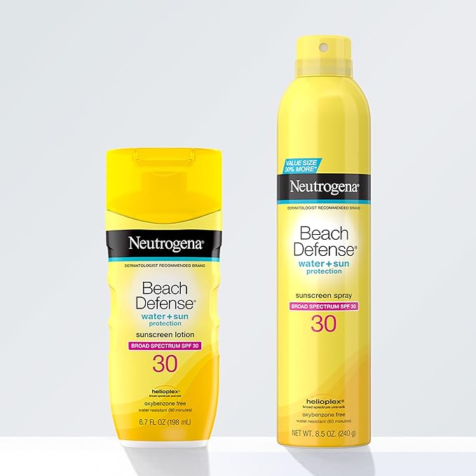 Neutrogena Beach Defense SPF 30 Sunscreen Spray, Broad Spectrum, Lightweight & Fast Absorbing, Oxybenzone & Octinoxate Free, Hawaii Act 104 Compliant Face & Body Sunscreen, 8.5 oz