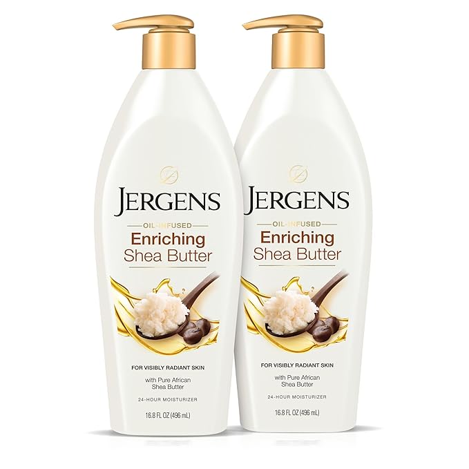 Jergens Shea Butter Body Lotion, Deep Conditioning Moisturizer, Hydration for Dry to Very Dry Skin, with Pure Shea Butter, Dermatologist Tested, 16.8 oz Bottle (Pack of 2)