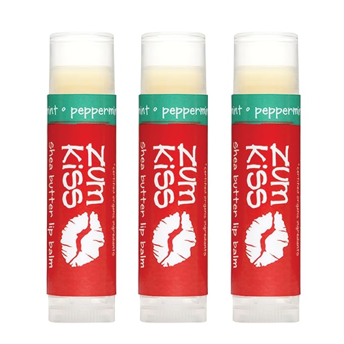 Indigo Wild Zum Kiss Stick - Natural Lip Balm with Organic Beeswax, Sunflower Oil & Vitamin E - Flavored, Hydrating Lip Moisturizer - Peppermint (3 Pack)