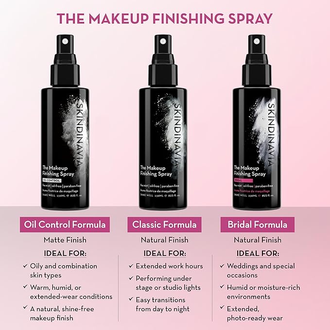 Skindinavia The Makeup Finishing Spray, Bridal Makeup Cooling Setting Spray, All-Day Wear, Long-Lasting Up to 16+ Hours, Heat-Resistant & Waterproof, Wedding Day, Bridal Shower Gift, 8.0 Oz
