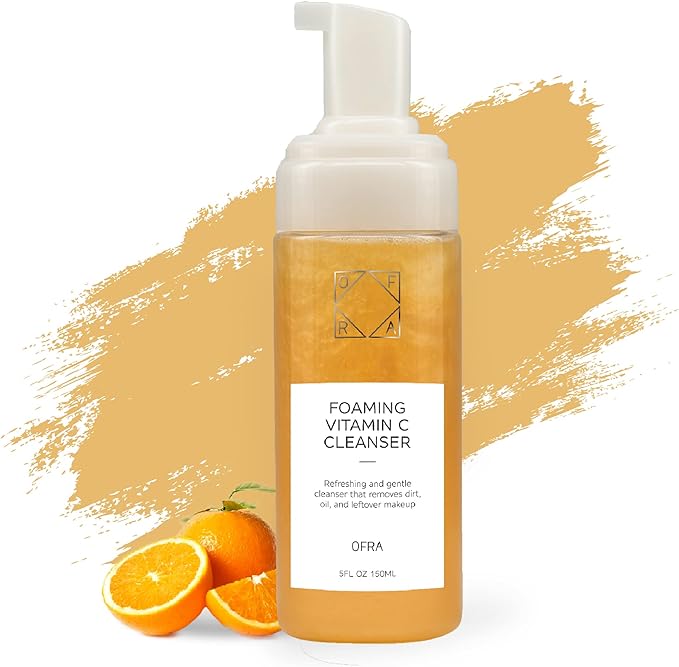 OFRA Cosmetics Foaming Vitamin C Cleanser - Frothy Face Wash Cleaner for Smooth & Glowing Skin - Daily Cleansing Skin Care for Removing Makeup, Dirt & Oil - Gentle Vegan Formula - Citrus Scent, 150mL