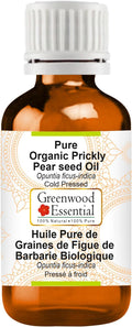Greenwood Essential Pure Organic Prickly Pear Seed Oil (Opuntia ficus-Indica) Cold Pressed 30ml (1 oz)