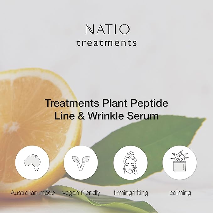 Natio Plant Peptide Line and Wrinkle Serum, 1 oz - Anti Aging Serum - Rejuvenating Face Serum - Daily Serum for Face to Revitalize Skin Texture