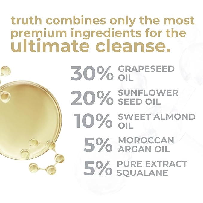 truth진실 Oil to Milk Cleanser 100ml Facial Cleanser GRAPESEED 30% + SUNFLOWER SEED 20% + ALMOND 10% + ARGAN 5% + SQUALANE 5% + CENTELLA ASIATICA 5% ADVANCED KOREAN CLEANSER