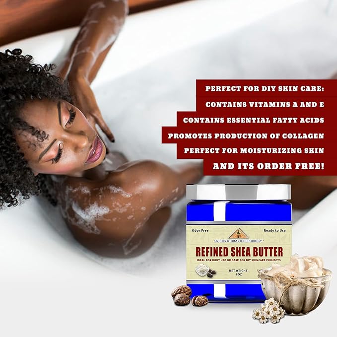 Naturally Refined AFRICAN IVORY WHITE SHEA BUTTER BLOCKS/JAR UNSCENTED Bulk Size for Anti Aging, Dry Skin, DIY Body Butter Recipes Base for Skincare, Babycare and DIY Soap Making Projects. (8 oz)