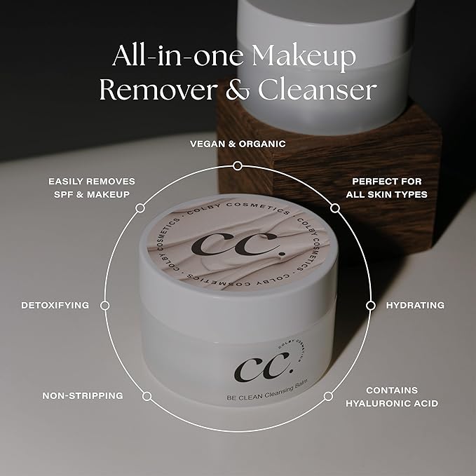 BE CLEAN Cleansing Balm-Hydrating Makeup Remover, Oil-Based Facial Cleanser with Hyaluronic Acid, Vegan, Cruelty-Free, For All Skin Types, 3.38oz/100ml
