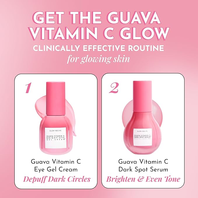 Glow Recipe Guava Vitamin C Serum for Sensitive Skin - Moisturizing, Brightening & Vegan Korean Skin Care Face Serum for Dark Spots, Even Tone & Redness - Tranexamic, Ferulic Acid & Vitamin E (30ml)