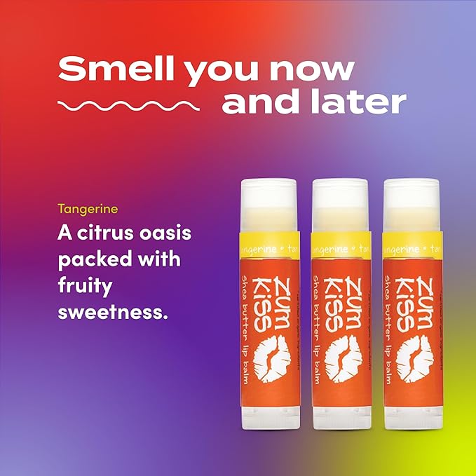 Indigo Wild Zum Kiss Stick - Natural Lip Balm with Organic Beeswax, Sunflower Oil & Vitamin E - Flavored, Hydrating Lip Moisturizer - Tangerine (3 Pack)