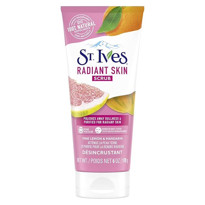 St. Ives Radiant Skin Face Scrub, Pink Lemon and Mandarin Orange, 6 OZ