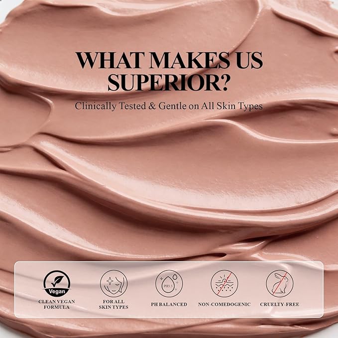 Deep Cleansing Red Clay Face Mask, with Glacial Minerals & Soothing Tightening Mud, 5.3 oz Large Size – Hydrating Mud Mask with Brush, Zero Pore Blackhead Mud Facial Mask for All Skin Types