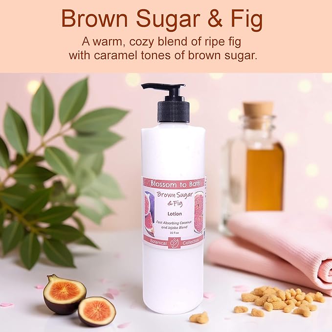 Blossom to Bath Brown Sugar & Fig Lotion (16 ounce) - Natural Fragrance - Absorbs Quickly with a Rich Fruity Scent
