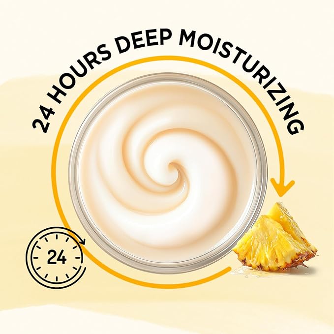 Pineapple Whipped Shea Body Butter, Natural Whipped Shea Butter for Women Dry Skin, Pineapple Scented Body Care, Gentle Hydration with Long Lasting Moisture 6.8 floz