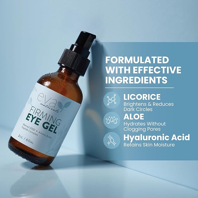 Eye Gel for Dark Circles, Bags & Puffiness – Anti-Aging Serum with Peptides, Hyaluronic Acid & Botanicals – Firming Under Eye Treatment for Wrinkles, Fine Lines & Tired Skin – 2 oz