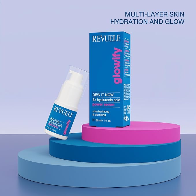 REVUELE Dew It Now Power Serum, 5 Hyaluronic Acids + Panthenol & Glycerin, 1 fl.oz – Hydrating & Nourishing Facial Serum, Vegan & Cruelty-Free